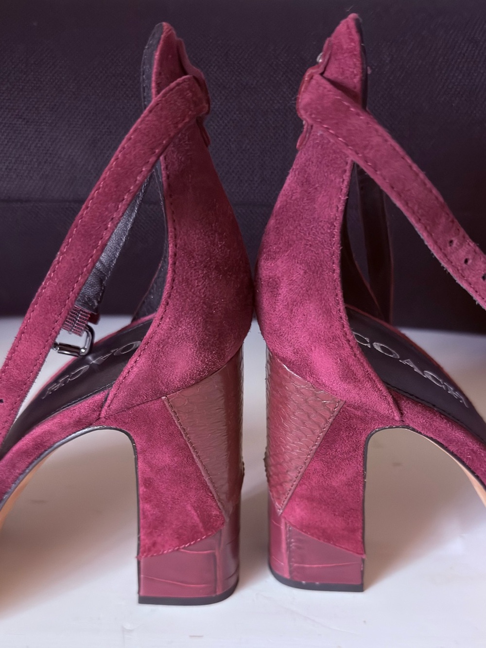 Coach Burgundy Suede Slingback Heels - Picture 4 of 7